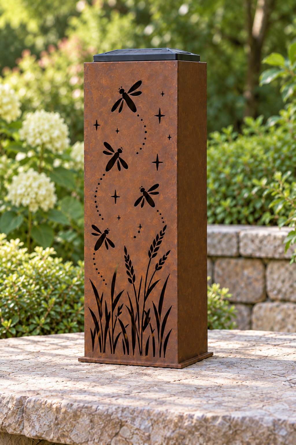 One-sided Firefly Meadow luminary, one decorated face and plain adjacent panel