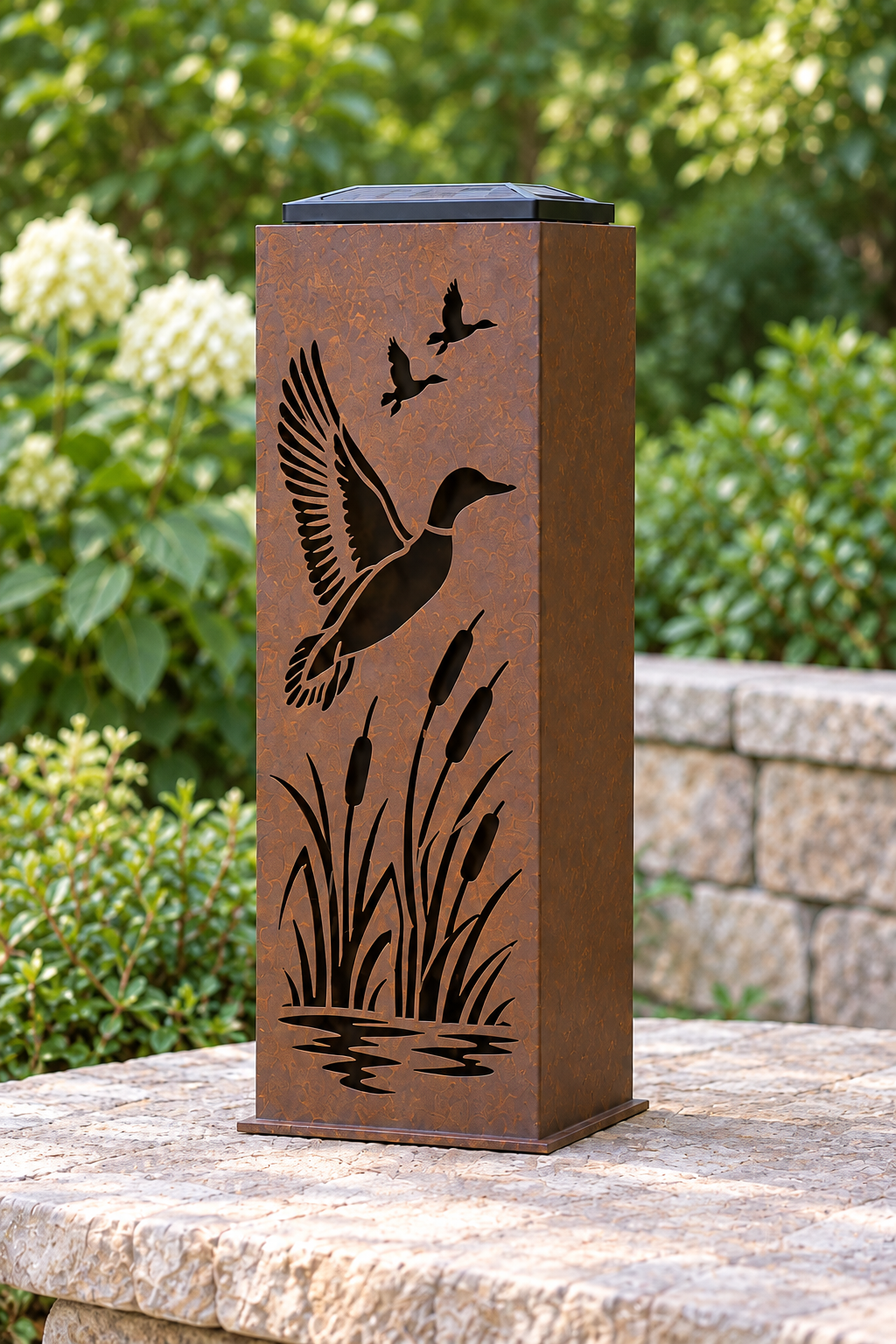 One-sided Marsh Flight luminary, one decorated face and plain adjacent panel
