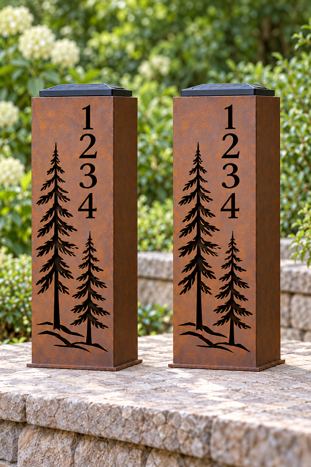 Two-sided Pine Address luminary, opposite decorated faces shown from both sides