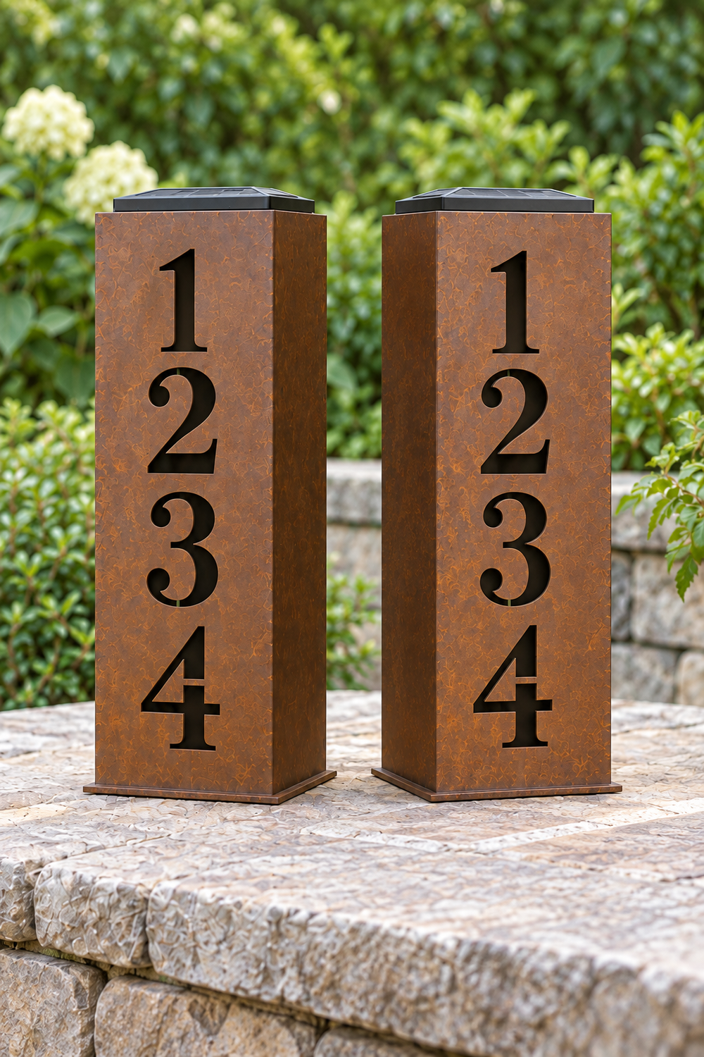 Two-sided Address Glow luminary, opposite decorated faces shown from both sides