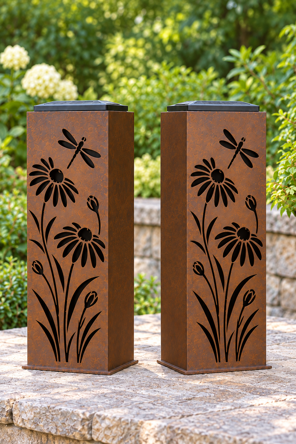 Two-sided Wildflower Dance luminary, opposite decorated faces shown from both sides