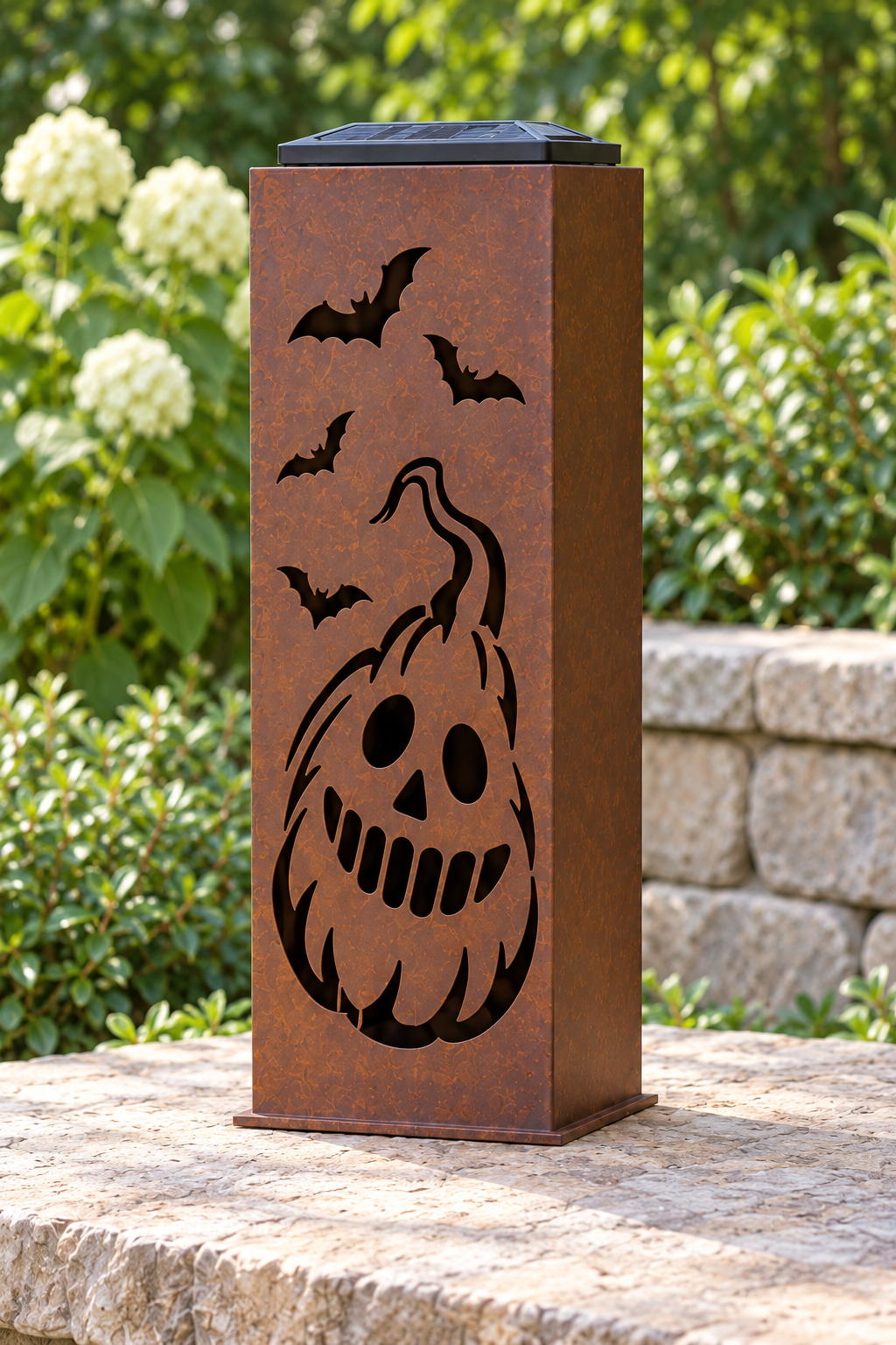 One-sided Crooked Jack luminary, one decorated face and plain adjacent panel