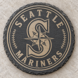 Seattle Mariners engraved round slate coaster