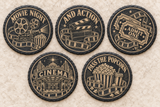 Movie Night slate coaster set of five different designs