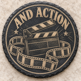 Movie Night slate coaster — And Action clapperboard