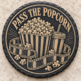Movie Night slate coaster — Pass the Popcorn bucket and soda