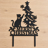 Merry Christmas Cat and Tree Metal Garden Stake