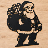 Santa Claus with Gift Sack Metal Christmas Wall Art