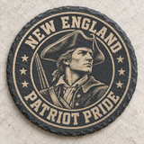 New England Patriots engraved slate coaster — Minuteman portrait