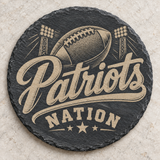 New England Patriots engraved slate coaster — Patriots Nation script