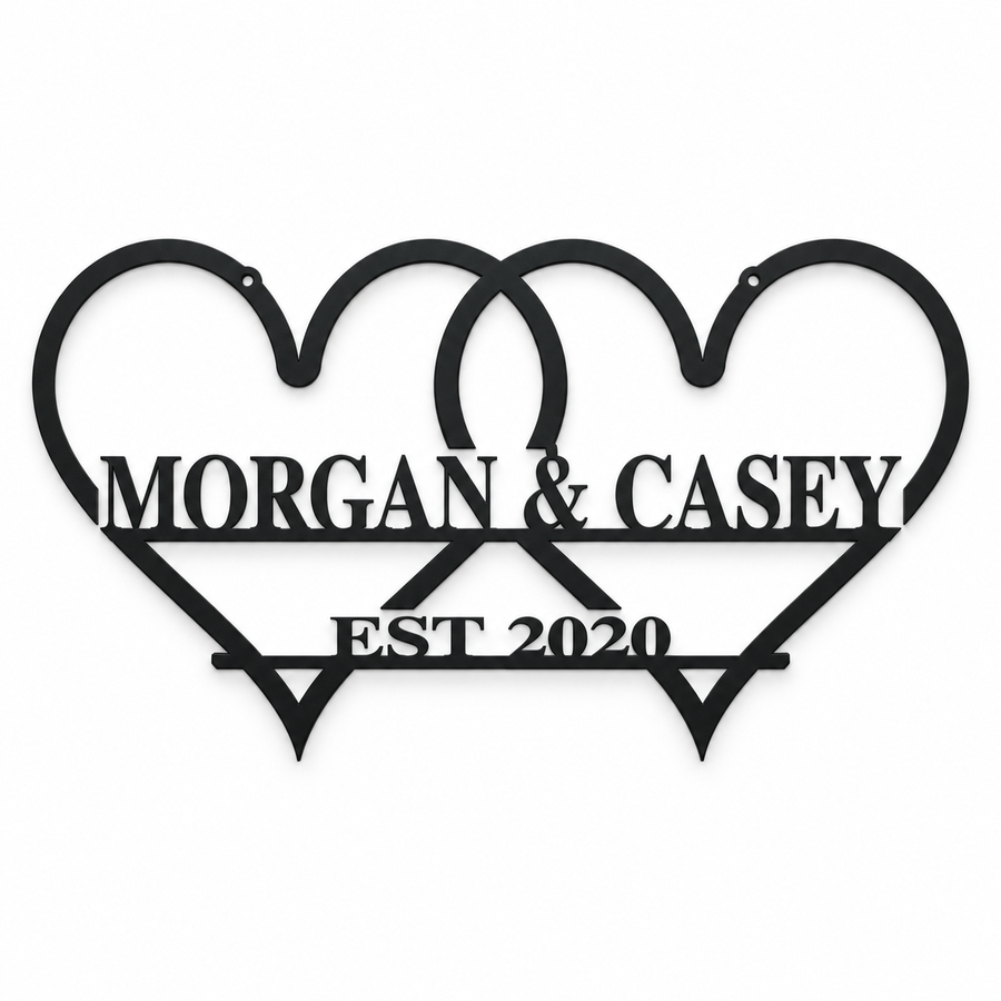 Personalized Joined Hearts Couples Sign