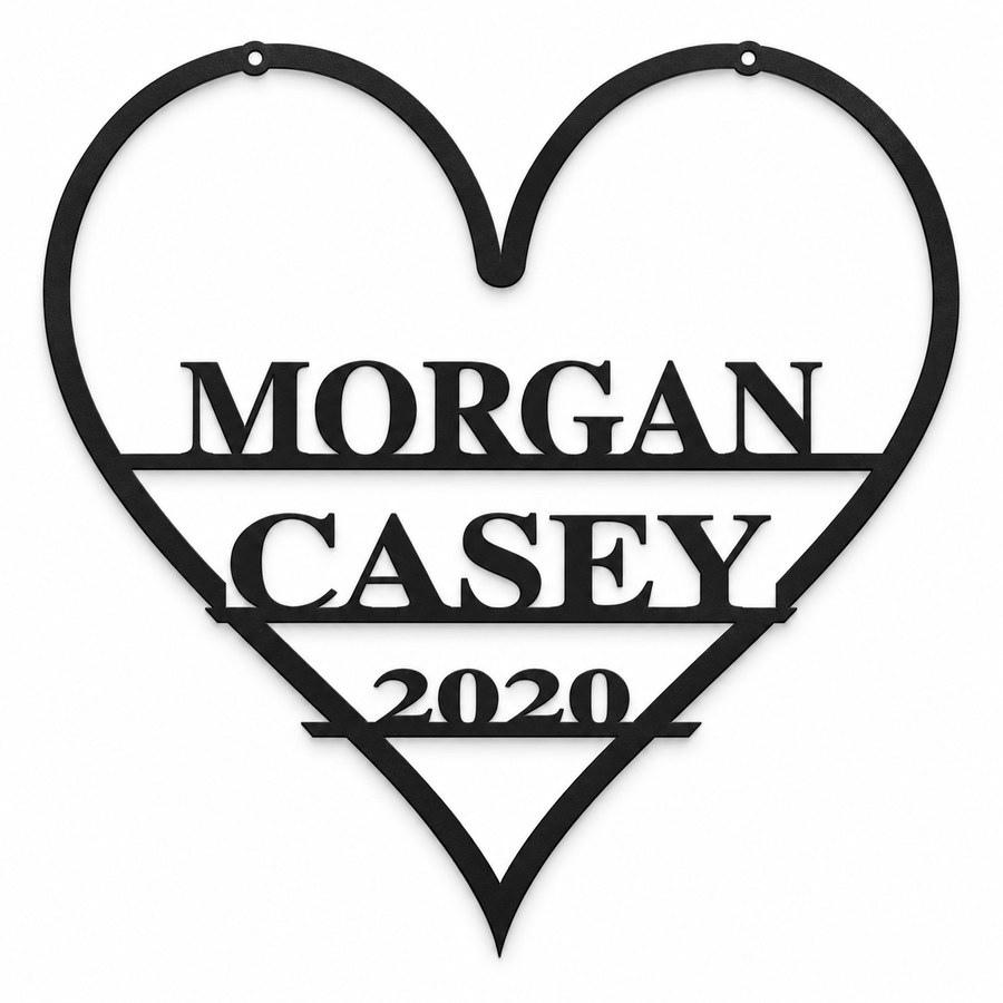 Personalized Heart Names and Date Sign