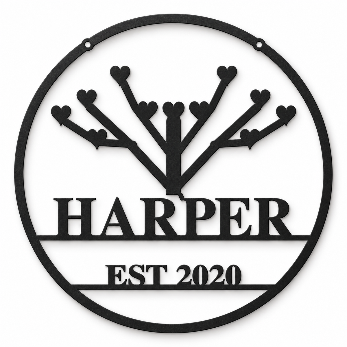 J Fab Family Heart Tree Sign — proposed product render
