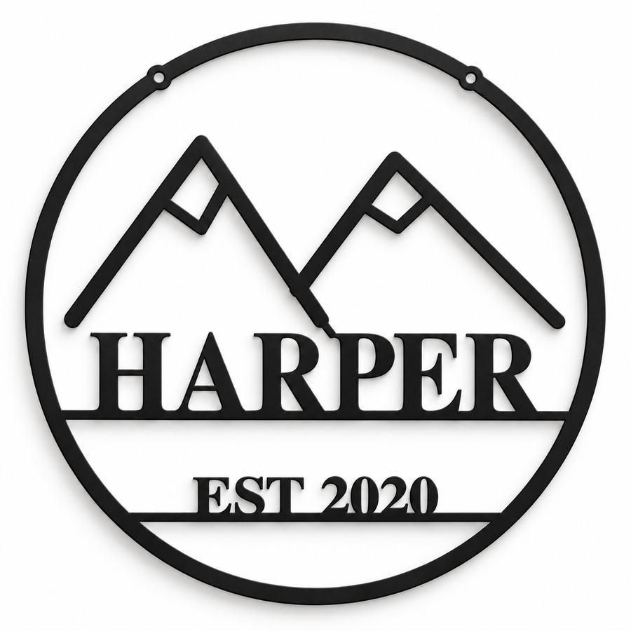 Personalized Mountain Family Name Sign