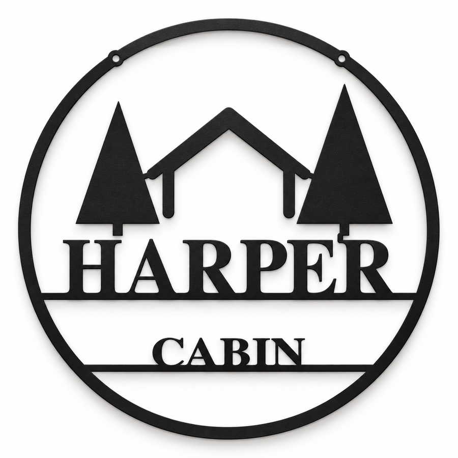 Personalized Pine Cabin Family Sign