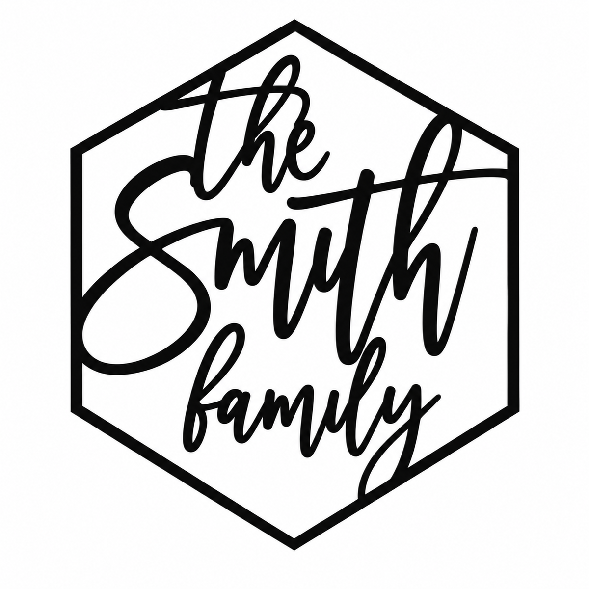 Personalized Hexagon Family Name Sign — example design