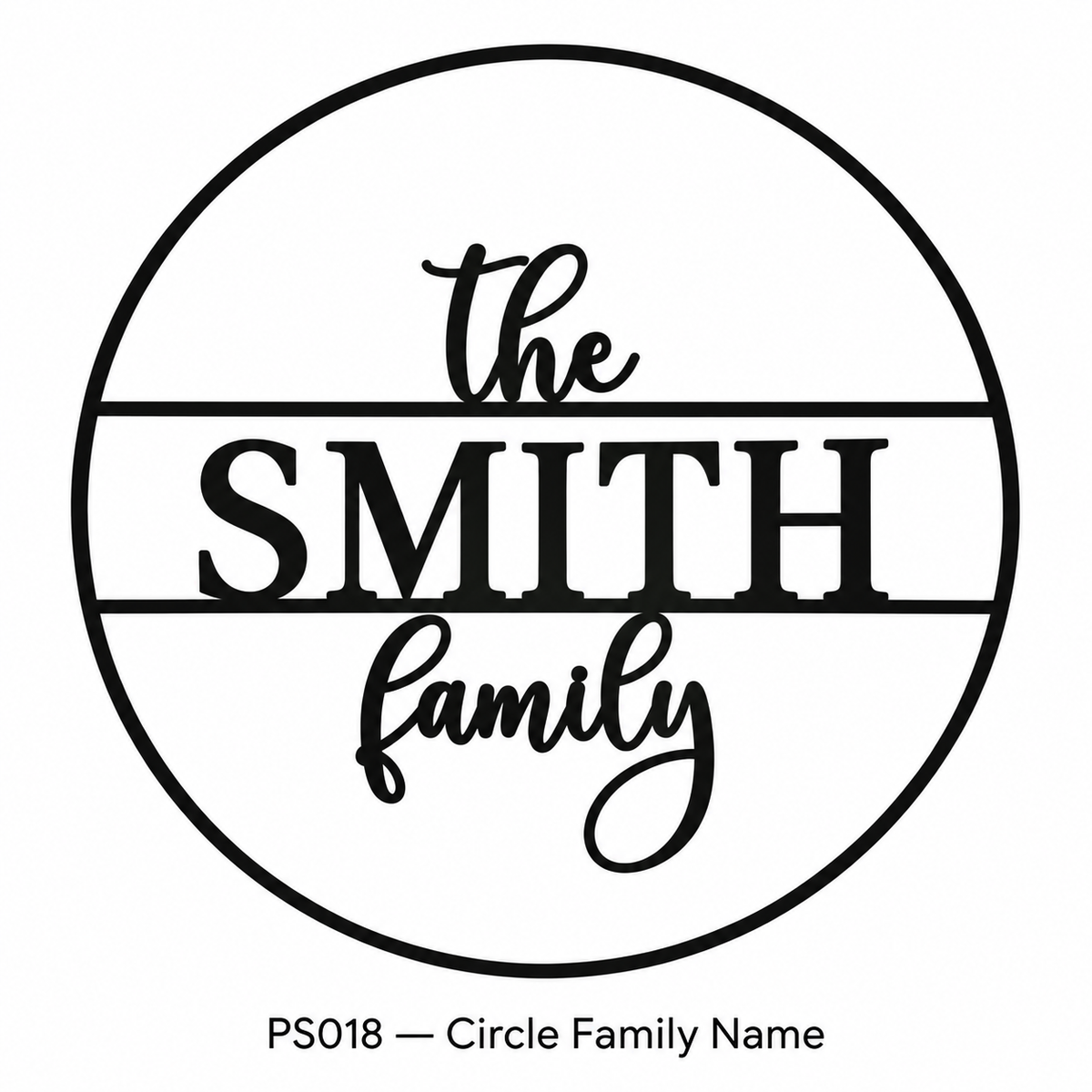 Personalized Circle Family Name Sign — example design