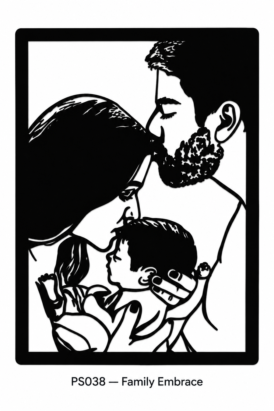 Family Embrace Portrait Metal Sign