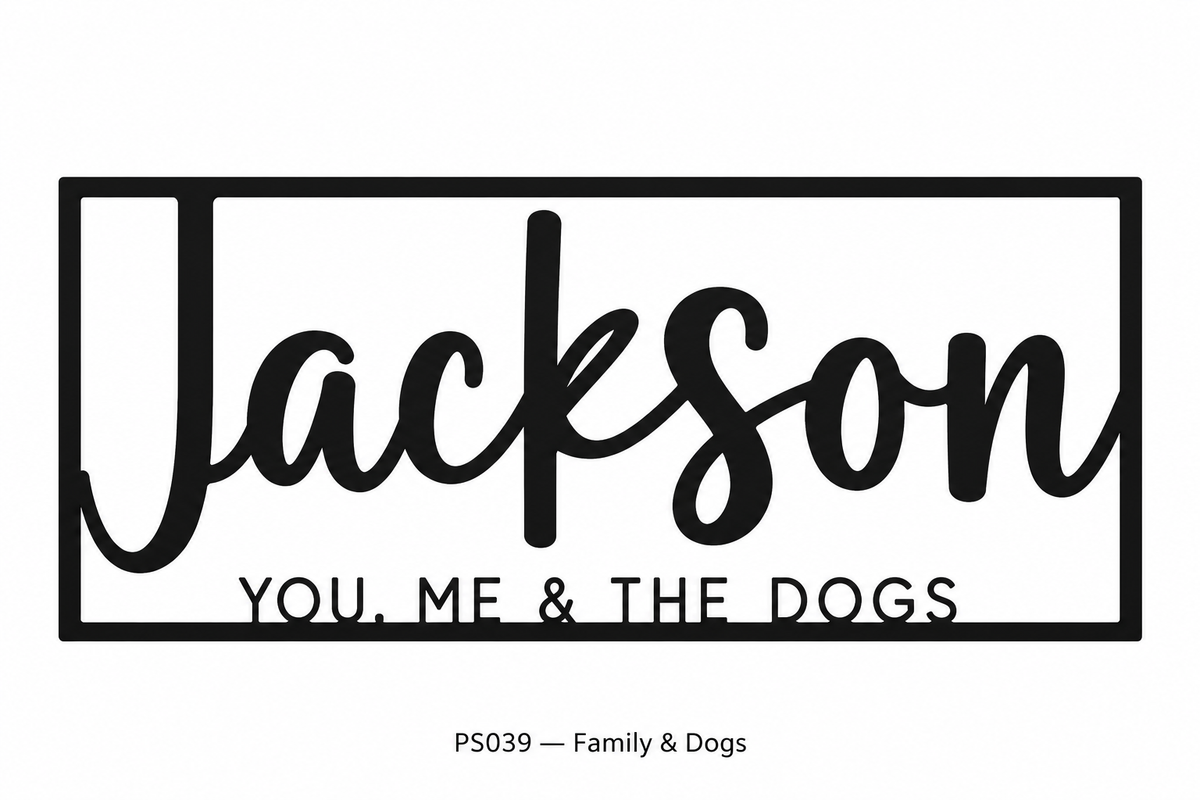 Personalized Family and Dogs Sign — example design