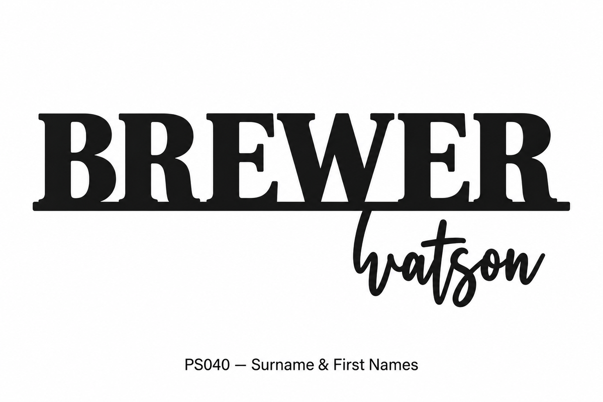 Personalized Surname and First Names Sign — example design