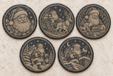 santa set of five different engraved slate coasters
