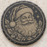 Santa engraved round slate coaster