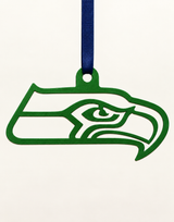 Seahawks Cutout Metal Christmas Ornament in green powder coat