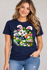 Seattle Easter Bunny design on a blue Gildan T-shirt