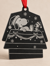 Snoopy and Woodstock Christmas Doghouse Metal Ornament