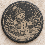 snowman engraved slate coaster design 3