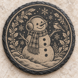 snowman engraved slate coaster design 4