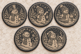 snowman set of five different engraved slate coasters