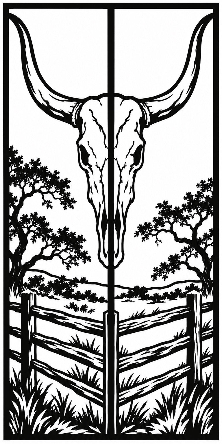 Longhorn Skull Ranch Scene