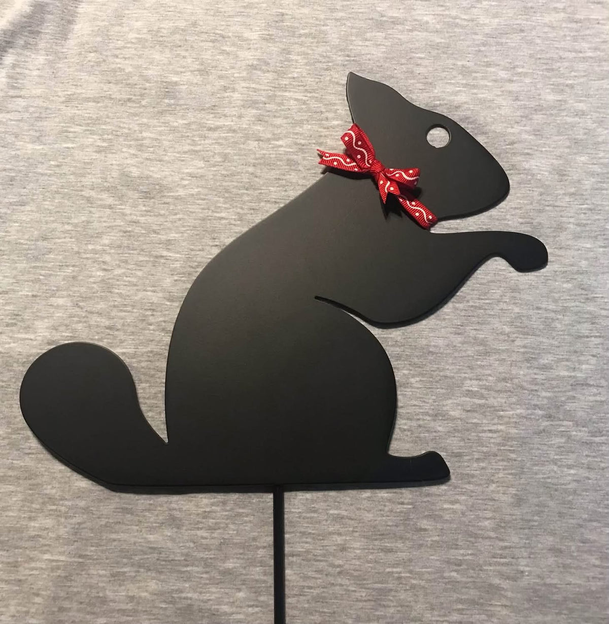 Rabbit with Bow Metal Yard Stake