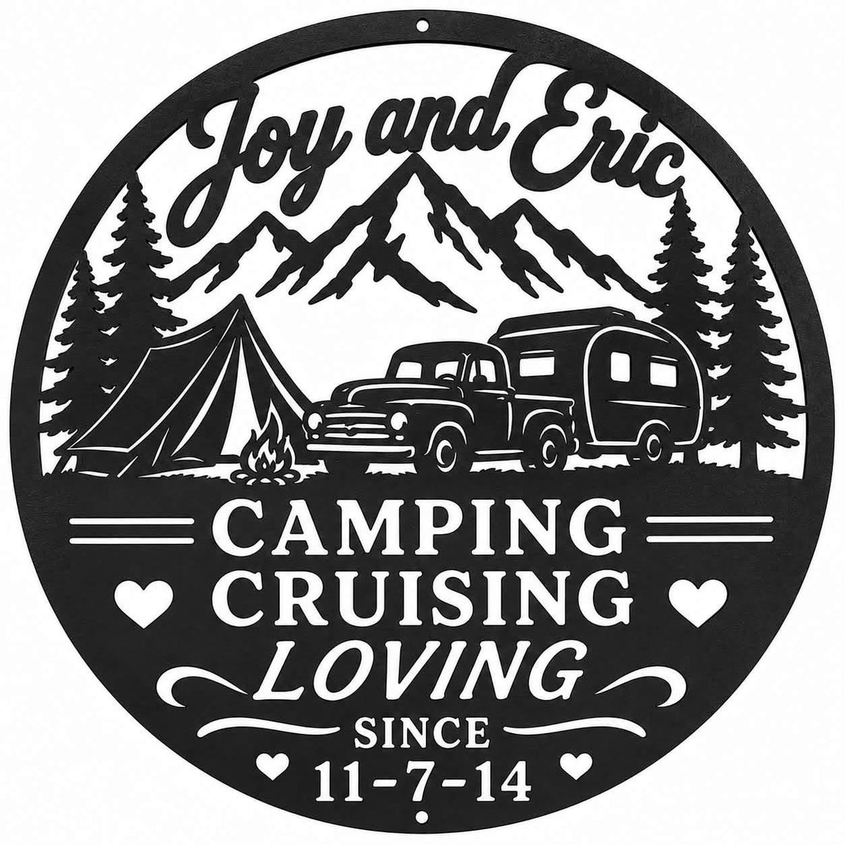 Personalized Camping Cruising Loving Metal Sign