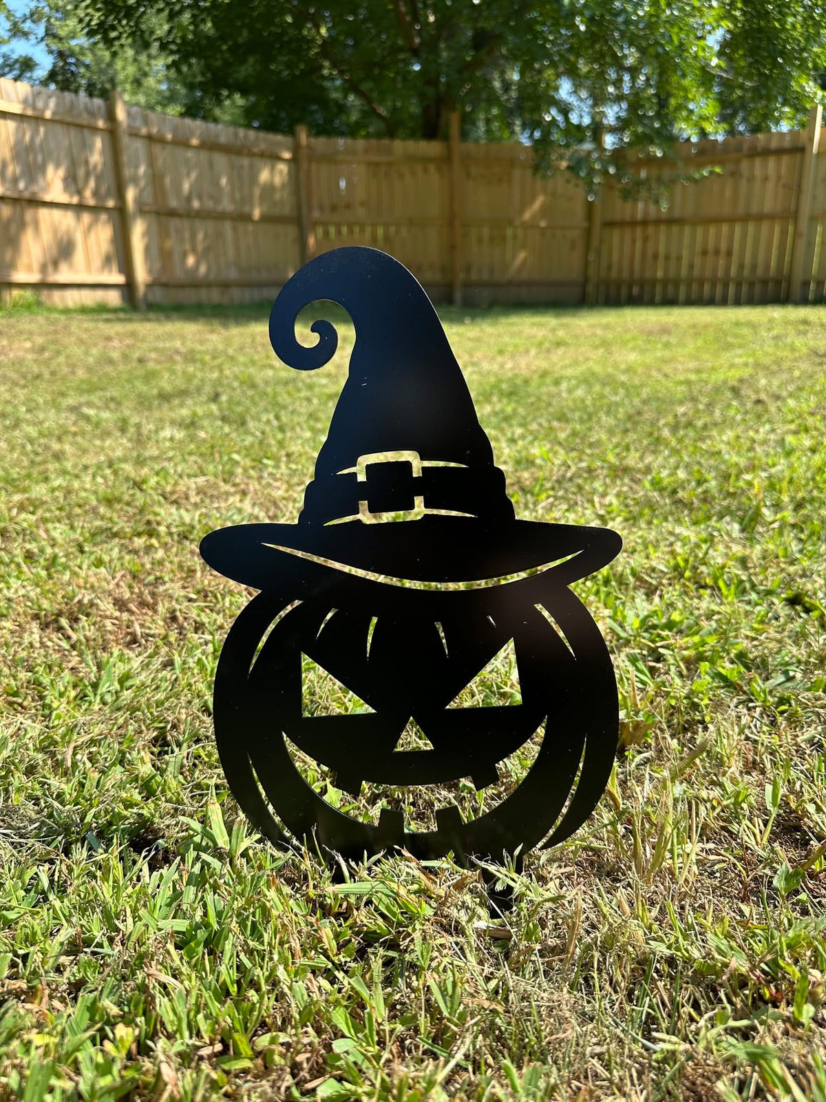 Witch Hat Pumpkin Metal Yard Stake