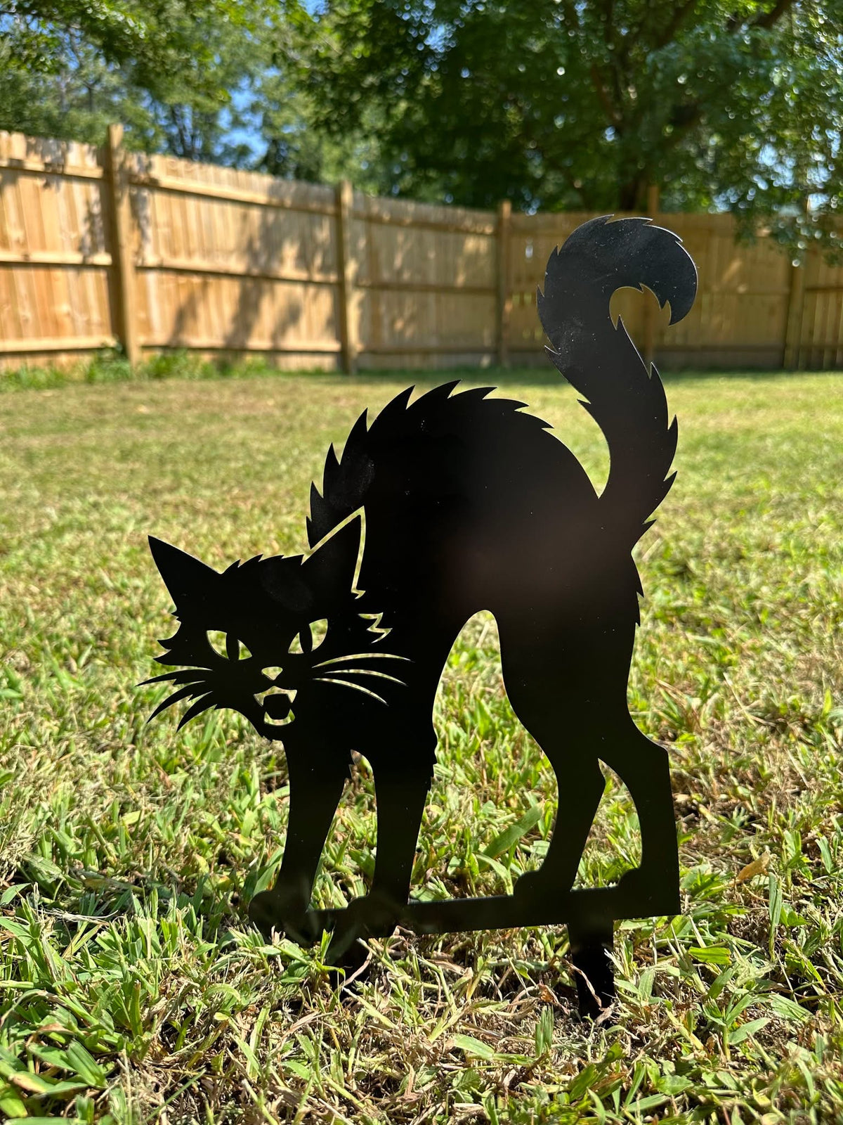 Scared Cat Metal Yard Stake