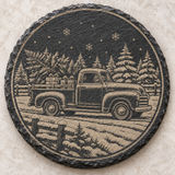 truck engraved slate coaster design 2
