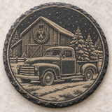 truck engraved slate coaster design 4