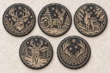 Winter Deer set of five different engraved slate coasters