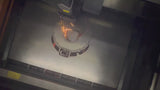 Laser cutting the Labrador portrait metal sign