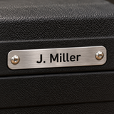 Detail of bare metal J. Miller tool identification plate